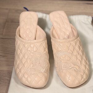 Burberry Quilted Leather Slip-On Mules in Blush